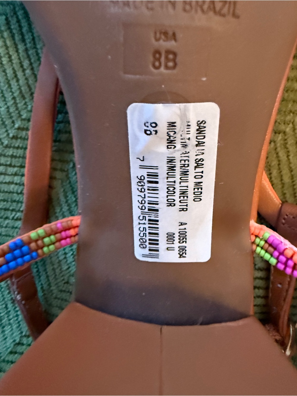NWT Arezzo Paola Beaded Colored Strappy Chunky Heel Sandal Size 8 - Picture 6 of 9